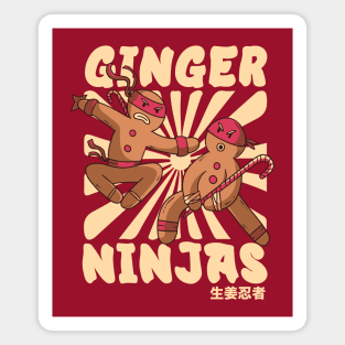 Funny Christmas Ginger Ninjas // Retro Cartoon Ginjas Magnet